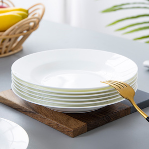 多个装菜深盘家用陶瓷烧菜菜盘骨瓷深口盘子汤盘套装白色菜碟碟子