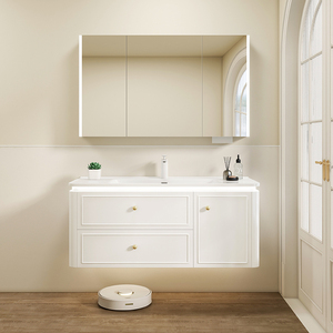 橡木浴室柜法式洗漱台陶瓷一体盆洗手台柜组合洗手盆卫生间卫浴