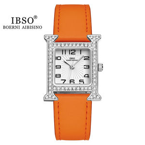 网红同款IBSO/爱彼思诺女士手表方形时尚石英手表镶钻防水手表