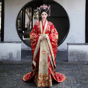 汉服嫁衣凤冠霞帔新娘婚礼中式婚纱古装花嫁凤求凰结婚拖尾秀禾服
