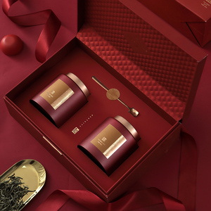 新春年礼节日高档茶叶包装盒空礼盒红茶绿茶大红袍红色礼盒装空盒