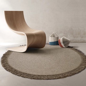 Vormajer天然羊毛牦牛毛地毯编织简约沙发茶几卧室客厅圆形纯色素