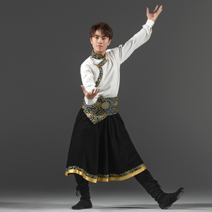 藏族服装成人男舞蹈演出服少数民族舞台艺考服饰练功表演套装新款