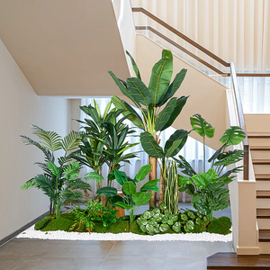 仿真绿植组合造景楼梯下商场热带假植物景观假树室内盆栽装饰摆件