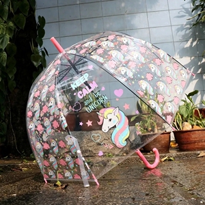 儿童透明雨伞女孩小学生上学专用拱形安全防夹手直柄小伞男孩宝宝