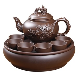 紫砂茶具茶壶套装大容量紫砂壶梅花壶家用宜兴功夫茶具泡茶壶茶杯