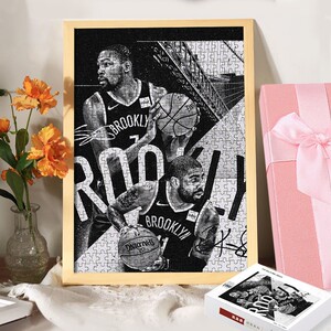 篮网队欧文拼图定制1000片木质相框杜兰特照片人像diy送男生礼品