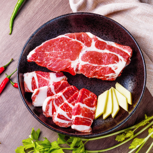 牧育康黑猪肉梅花肉350g新鲜生猪肉生鲜原切颈肉猪排冷冻烤肉食材