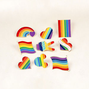 lgbt情侣个性配饰六色彩虹饰品les同志胸针字母徽章百搭胸章挂件