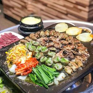 烧烤石板火山石烤盘带把手炭火烤海鲜牛排肉酒店户外家用韩式石板