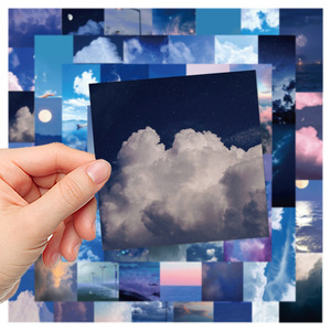 56张美丽星空天空风景贴纸行李箱笔记本电脑装饰 diy手账防水贴画