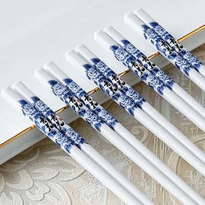 青花瓷陶瓷筷子大勺子饭勺套装送礼散装中式白色24.5厘米家用餐具