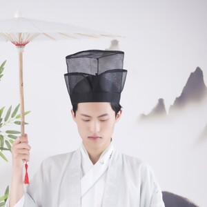 古代文人墨客透网帽宋代学士巾四方平顶巾汉服配帽子