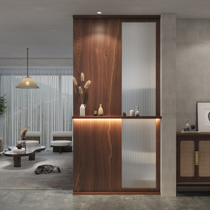 长虹玻璃隔断实木屏风客厅玄关轻奢入户门新中式网红现代简约艺术