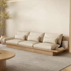 极简原木风日式侘寂全实木沙发客厅家具现代简约储物单三人位组合