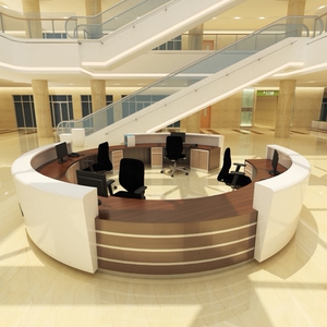 服务台会所大厅半圆形吧台酒店茶楼医院导诊台学校圆形烤漆前台