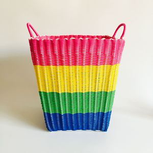 茶花环保塑料管编织收纳筐脏衣筐脏衣篮脏衣篓方形脏衣篮