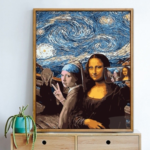 数字油画填色diy治愈画名画恶搞抽象人物梵高卡通手绘画解压手工