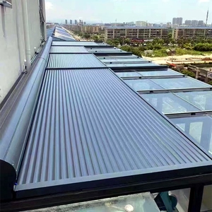 阳光房电动天幕遮阳棚铝合金顶帘隔热板防晒户外玻璃棚伸缩式顶棚