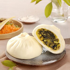 和善园爽口酸菜包12个香辣咸菜包子点心商用营养早餐半成品素菜包