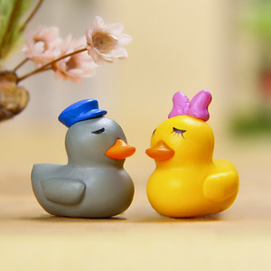 超萌大黄鸭情侣微观盆景多肉摆件花园摆饰微景观盆栽园艺饰物