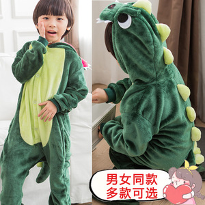儿童恐龙睡衣可爱超萌带尾巴霸王龙卡通动物连体衣男女宝贝中大孩