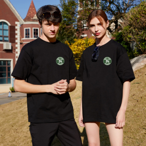 yn 潮牌新款流行纯棉短袖t恤男夏季圆领宽松纯色品质情侣青春衣服