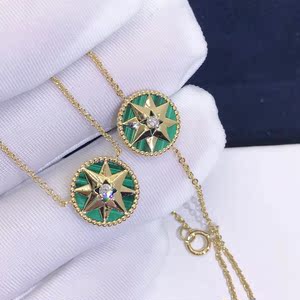 dior迪奥五角星罗盘项链18k金白贝母粉玉髓八芒星锁骨链手链戒指