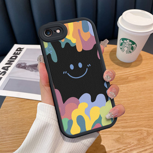 适用苹果7彩虹笑脸手机壳iphone8硅胶保护套2021新款i7全包i8防摔ip