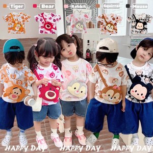 米奇童装儿童短袖T恤草莓熊男女童宝宝米老鼠背包上衣服兄妹姐弟