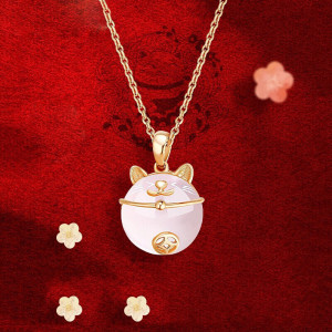 周大福星招财猫项链手链女可爱锁骨链三八女生节礼物送女友送老婆