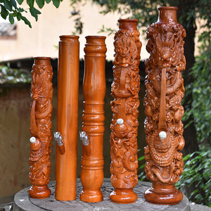 高端红豆杉实木雕龙云南高档竹水烟筒九龙天尊大水烟嘴水烟桶烟具