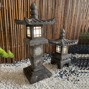 青石石雕石灯笼户外仿古灯青石园林日式别墅庭院灯草坪灯太阳能灯
