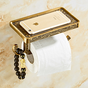 欧美式全铜复古手机置物架卫生间纸巾盒厕所卷纸架浴室仿古纸巾架