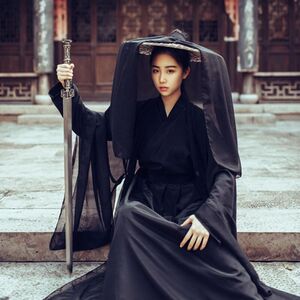 新款魏晋风汉服女装武侠古风中国风复古汉服女款黑色服装古装红色
