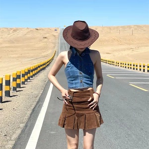 风西部牛仔帽女美式夏季遮阳帽穿搭拍照帽子骑士帽百搭辣妹防晒帽