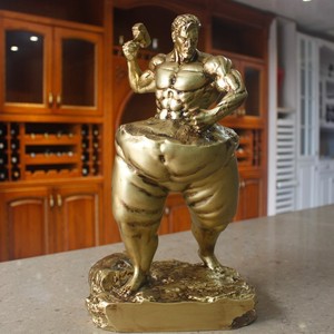 自我雕琢雕塑摆件健美比赛刻字奖杯健身房装饰品树脂肌肉男纪念品