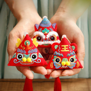 龙虎狮粽子香囊刺绣diy手工自制材料包挂件艾草香包端午节的礼物