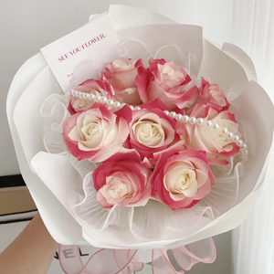 阿玛尼红唇系列9朵性感玫瑰花束鲜花速递同城配送北京上海鲜切花