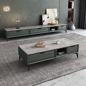 欧派北欧岩板茶几电视柜组合客厅家用小户型储物茶桌简约现代网红