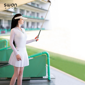 高尔夫女装套装夏季长袖t恤polo衫防晒上衣韩版运动防走光短裙
