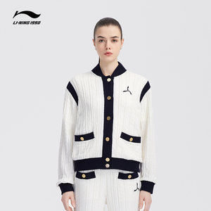 li-ning1990 女士秋冬复古宽松短针织毛衣外套 李宁1990经典系列