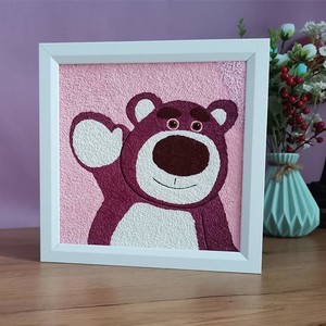 875人付款淘宝纸浆画手工diy材料包草莓熊填色卡通手工