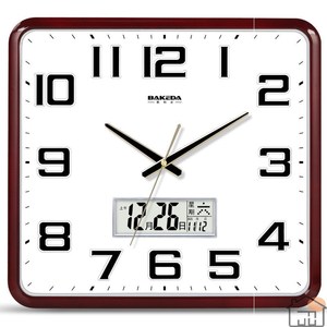 曰历挂钟卧室客厅表简约时尚家用日时表现代电子方形石英表曰历挂