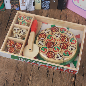 木制仿真过家家披萨玩具幼儿园童益智动手切切乐水果蛋糕披萨茶点