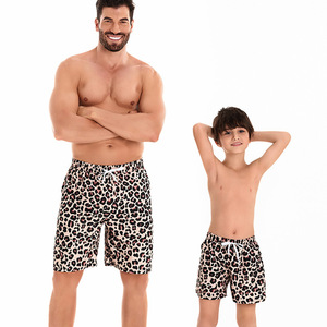 夏季爆款装泳裤男士 2024外贸豹纹短裤 跨境家庭装父子少儿沙滩裤