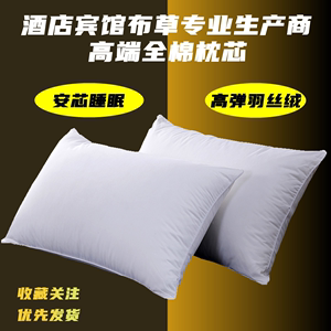 星级宾馆酒店床上用品纯白全棉防羽枕芯家纺枕头舒适家用羽丝绒枕