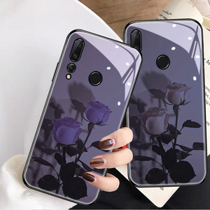 幻蓝玫瑰适用华为nova4/e手机壳女新款nova2/s/plus镜面玻璃潮防摔ins