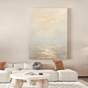 客厅奶油风大海肌理抽象画手绘玄关油画轻奢现代无框画走廊装饰画