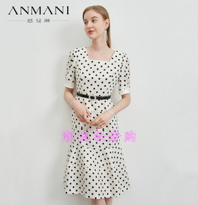 001人付款淘宝恩曼琳 anmani专柜正品2022春新款女装雪纺长款连衣裙o